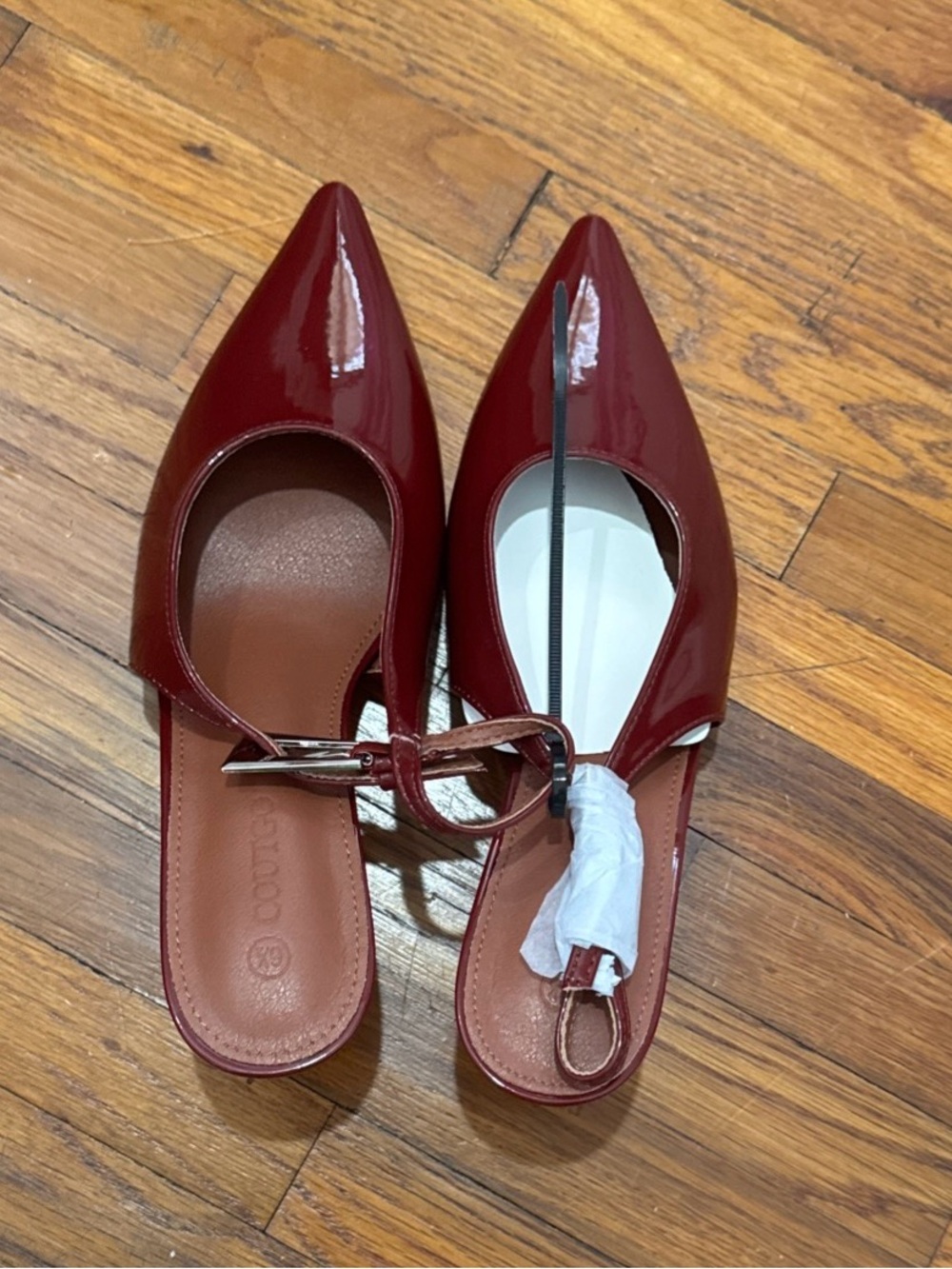 Coutgo Women's Slingback High Heels Pointed Toe With Buckle Size 6.5 In Burgundy